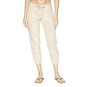 PrAna Steph Organic Hemp & Cotton Tan Striped Casual Jogger Pants